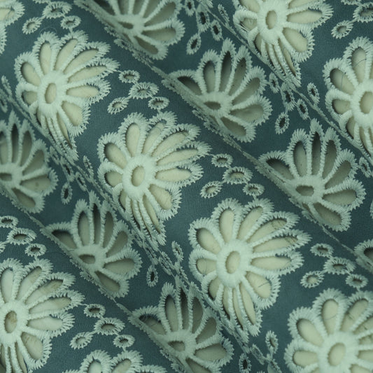 Grey Color Crepe Embroidery Fabric