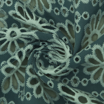 Grey Color Crepe Embroidery Fabric