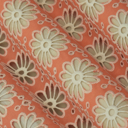 Pink Color Crepe Embroidery Fabric