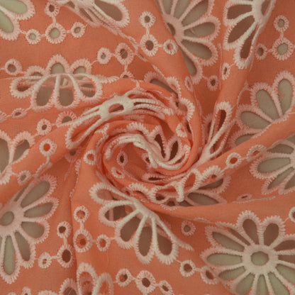 Pink Color Crepe Embroidery Fabric