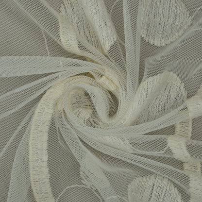 Off White Color Net Embroidery Fabric