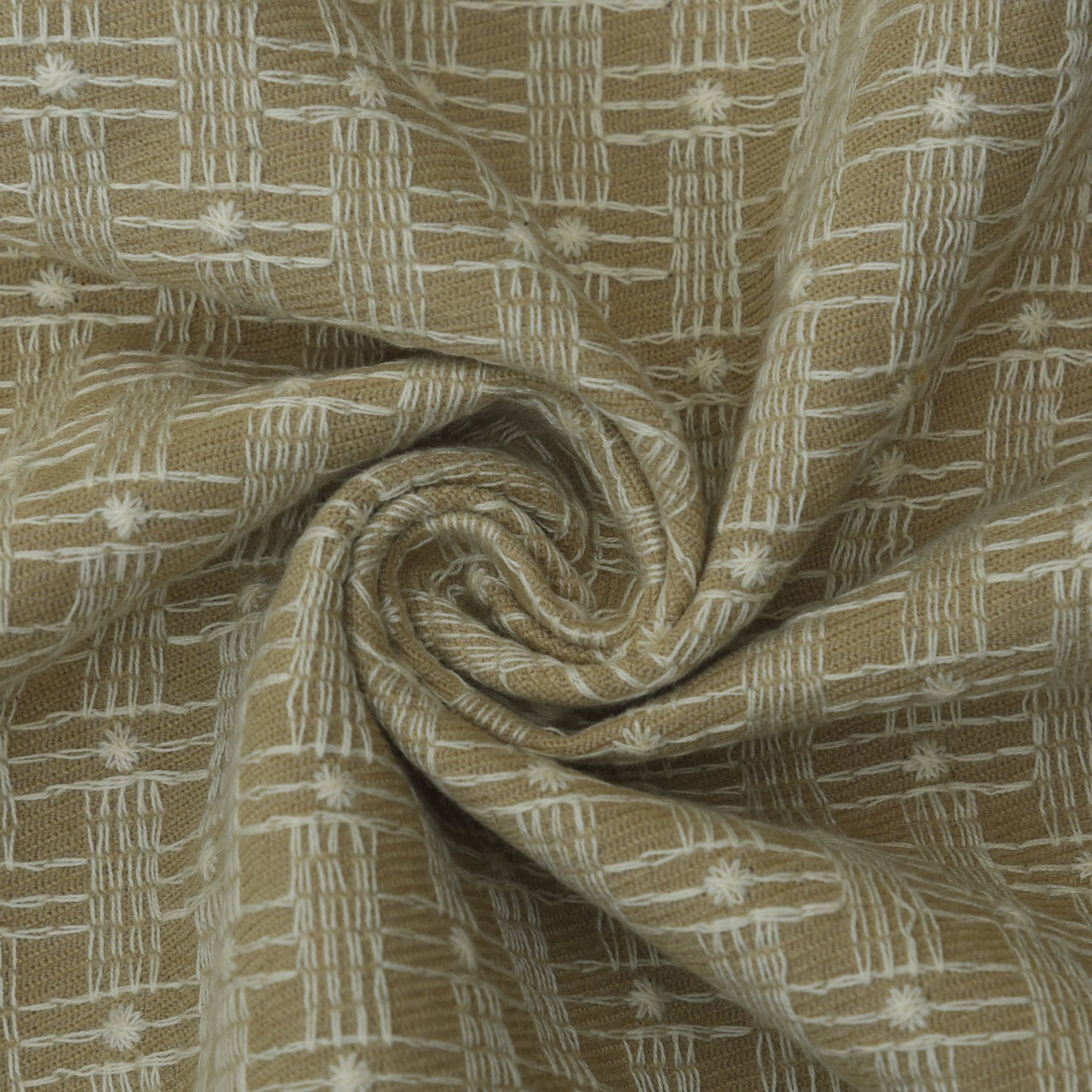 Beige Color Woolen Embroidery Fabric