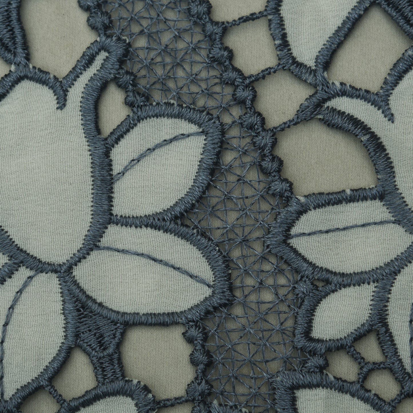 Grey Color Crepe Embroidery Fabric