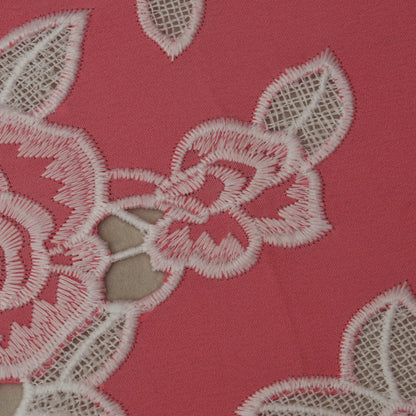 Dark Pink Color Crepe Embroidery Fabric