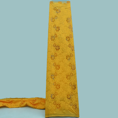 Mustard Color Net Embroidery Fabric