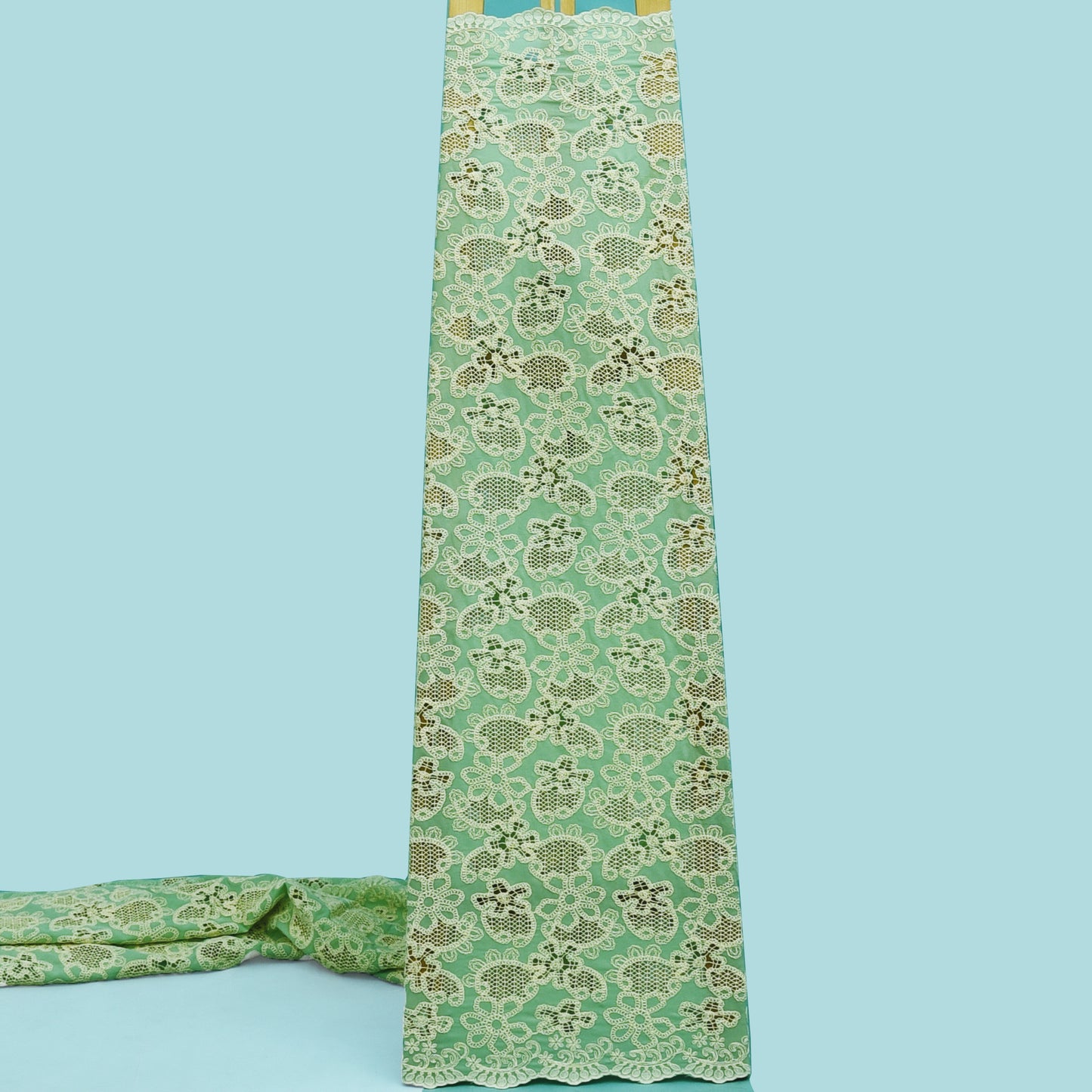 Sea Green Crepe Embroidery Fabric