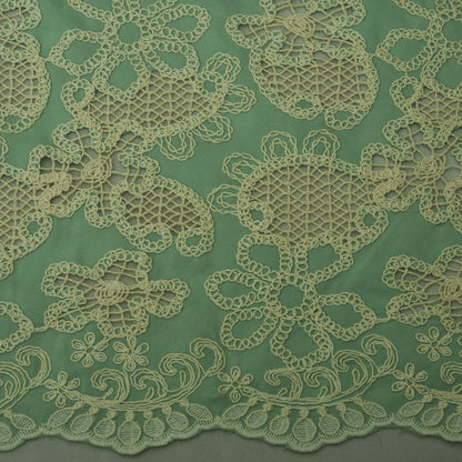 Sea Green Crepe Embroidery Fabric