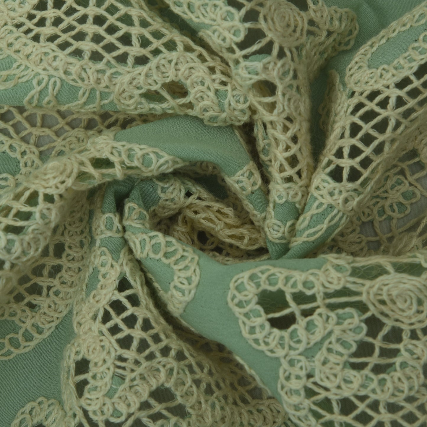 Sea Green Crepe Embroidery Fabric