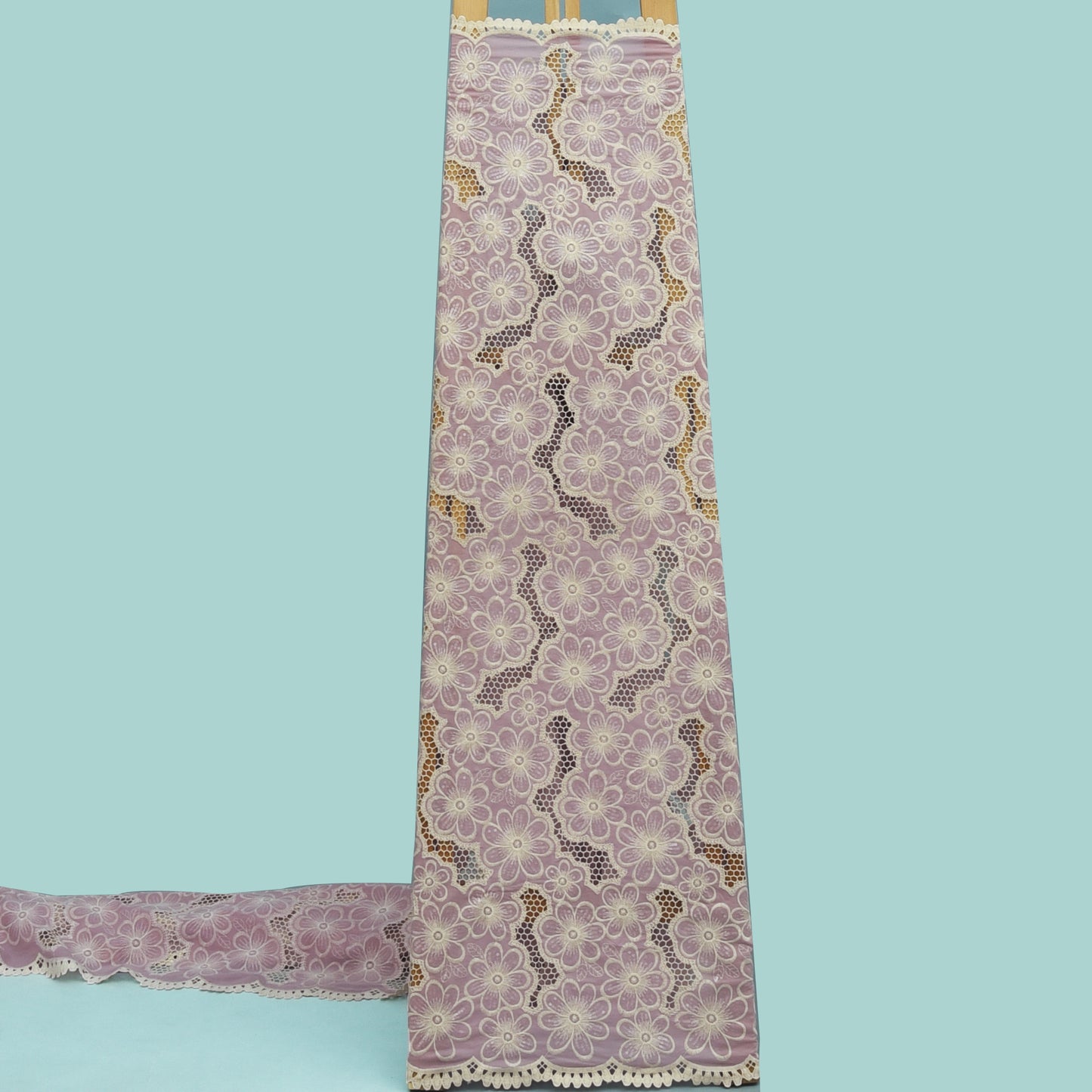 Lavender Color Crepe Embroidery Fabric