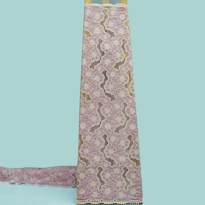 Lavender Color Crepe Embroidery Fabric