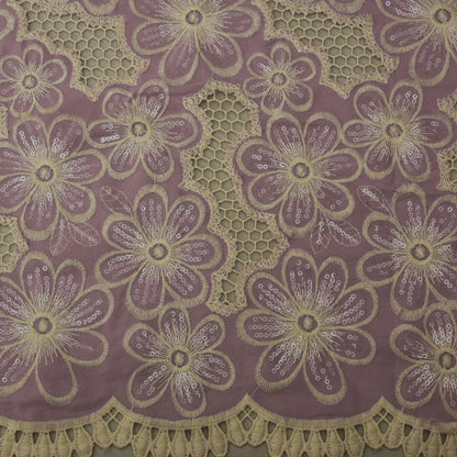 Lavender Color Crepe Embroidery Fabric