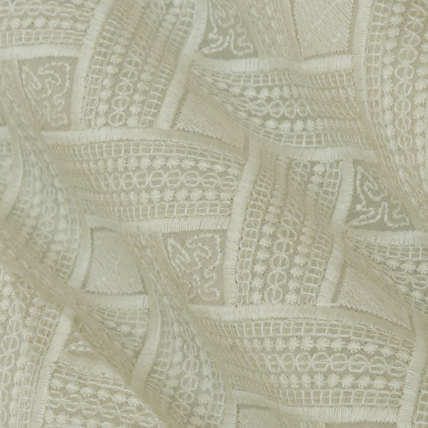 White Color Georgette Embroidery Fabric