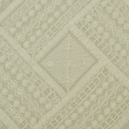 White Color Georgette Embroidery Fabric