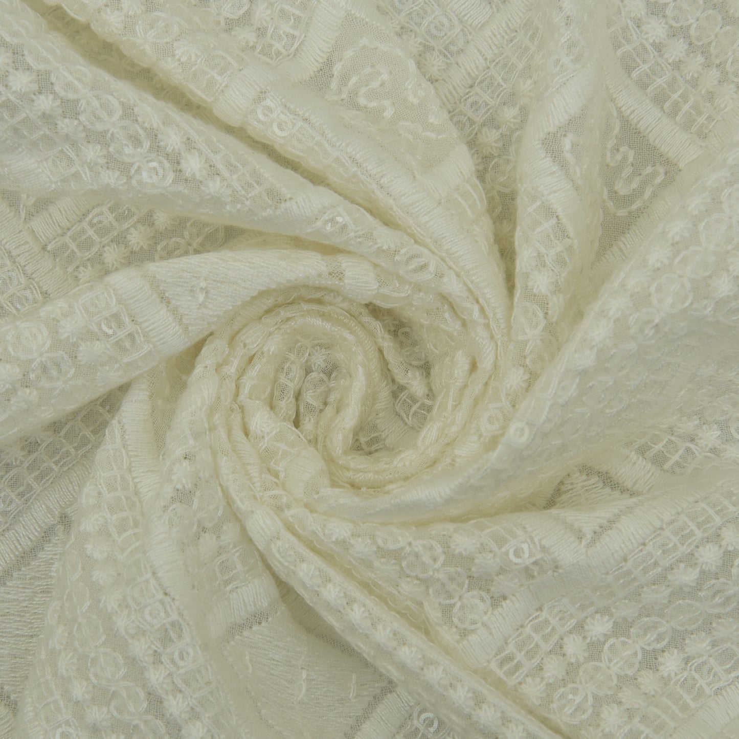 White Color Georgette Embroidery Fabric