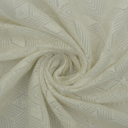 White Color Georgette Embroidery Fabric