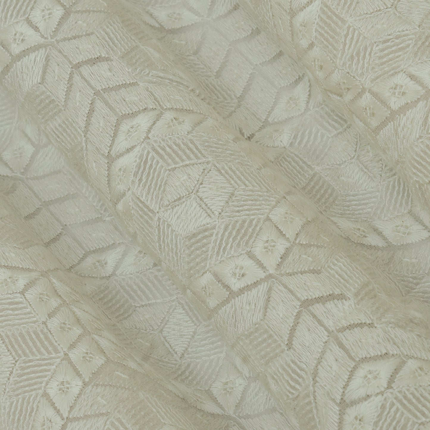 White Color Georgette Embroidery Fabric