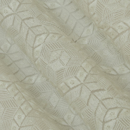 White Color Georgette Embroidery Fabric