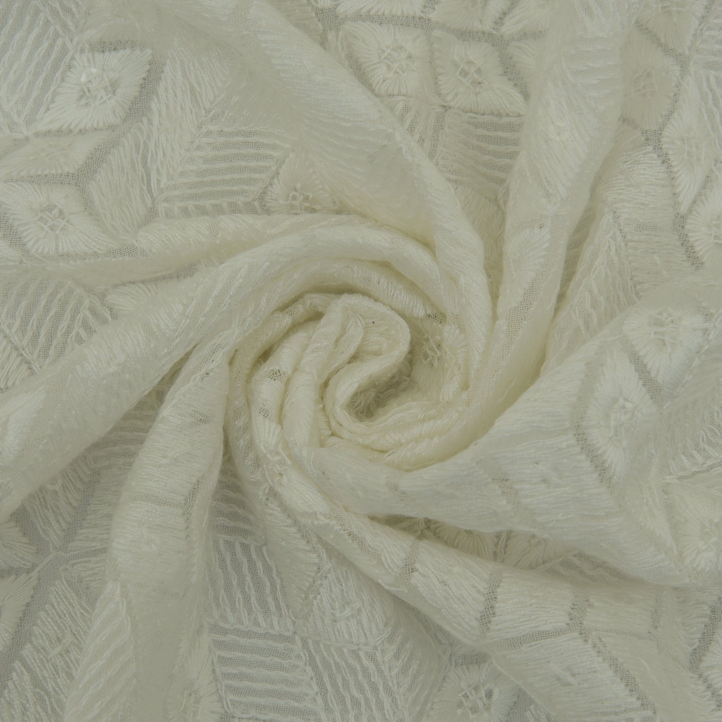 White Color Georgette Embroidery Fabric