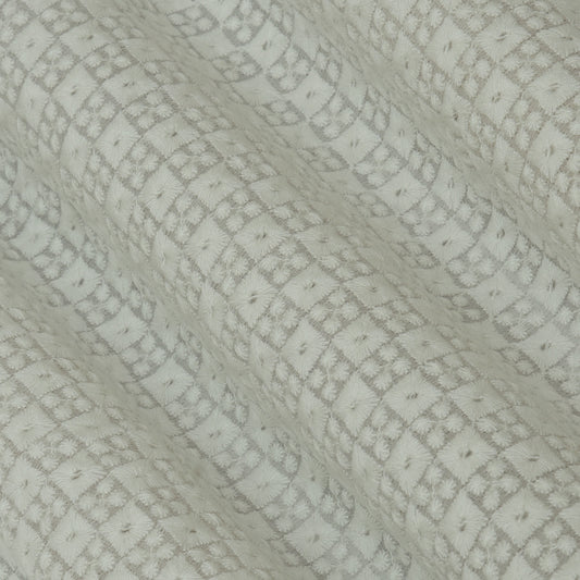 White Color Georgette Embroidery Fabric