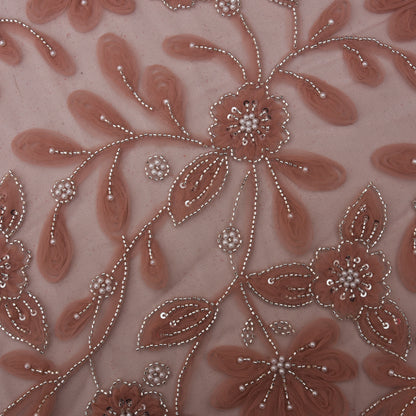 Onion Color Net Sequins Embroidery Fabric