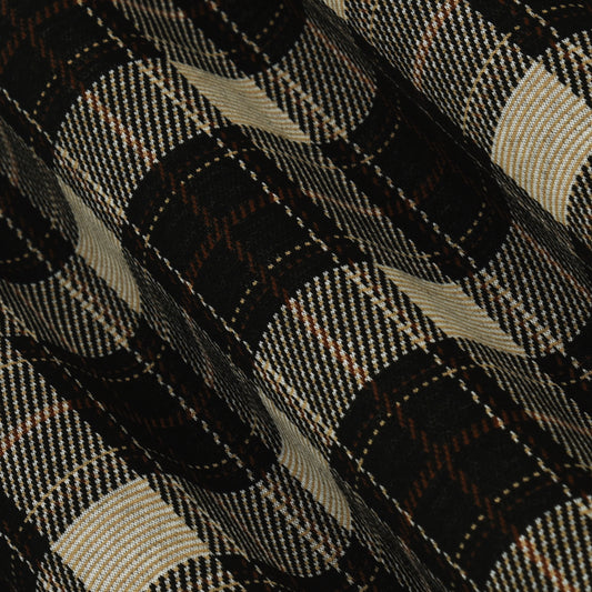 Multicolor Woolen Lycra Check Print Fabric