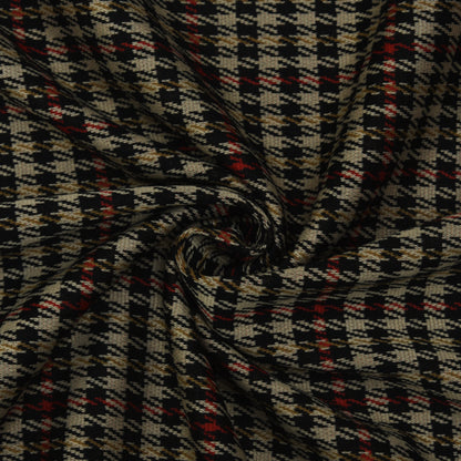 Multicolor Woolen Lycra Check Print Fabric