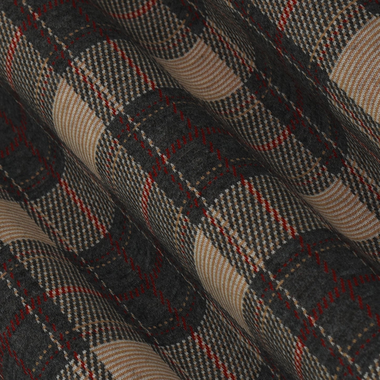 Multicolor Woolen Lycra Check Print Fabric