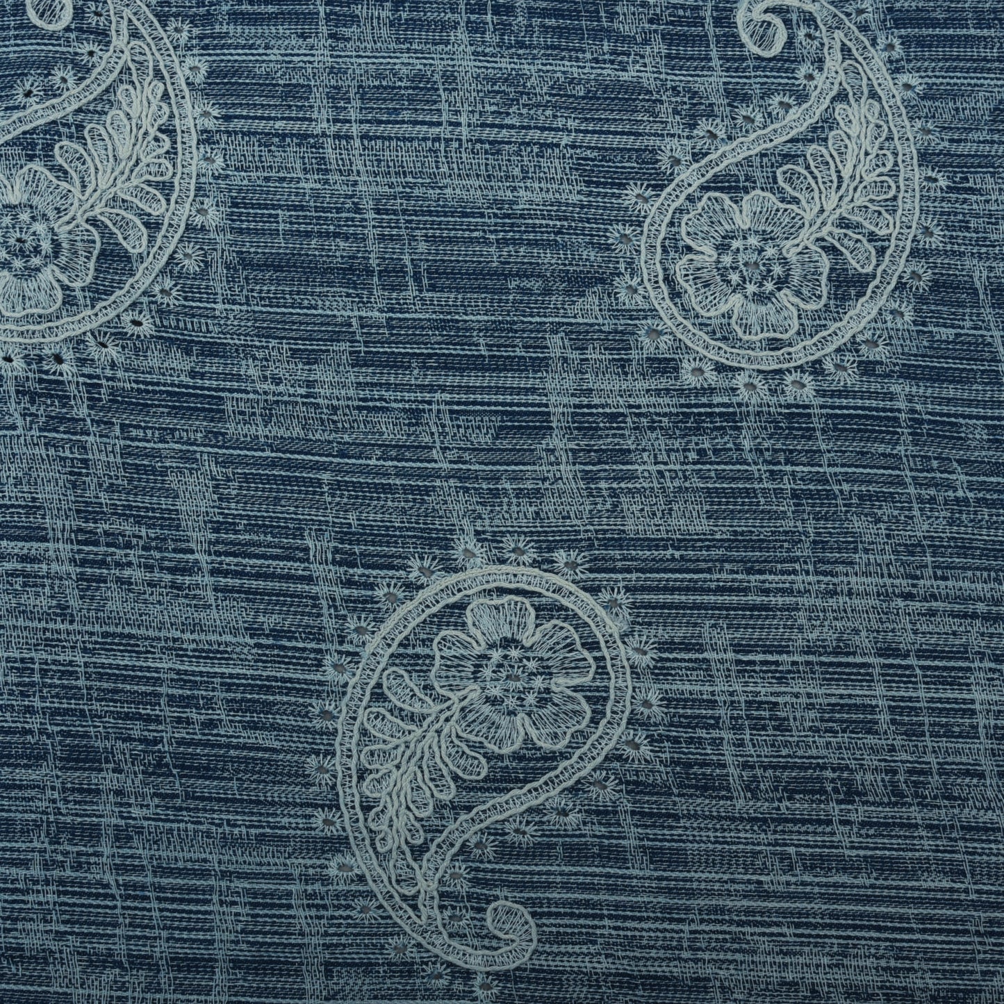 Blue Color Heavy Denim Embroidery Fabric