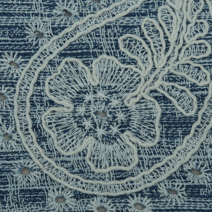 Blue Color Heavy Denim Embroidery Fabric