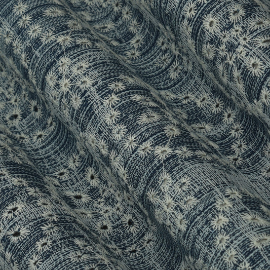 Blue Color Heavy Denim Embroidery Fabric