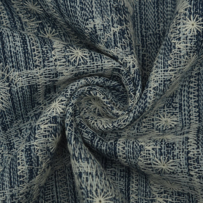 Blue Color Heavy Denim Embroidery Fabric