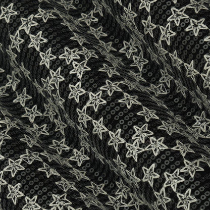 Black Color Heavy Denim Embroidery Fabric