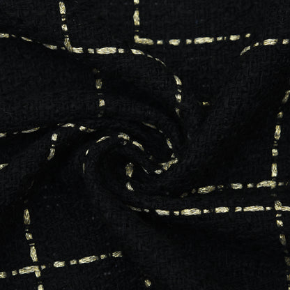 Black Color Heavy Woolen Shimmer Fabric