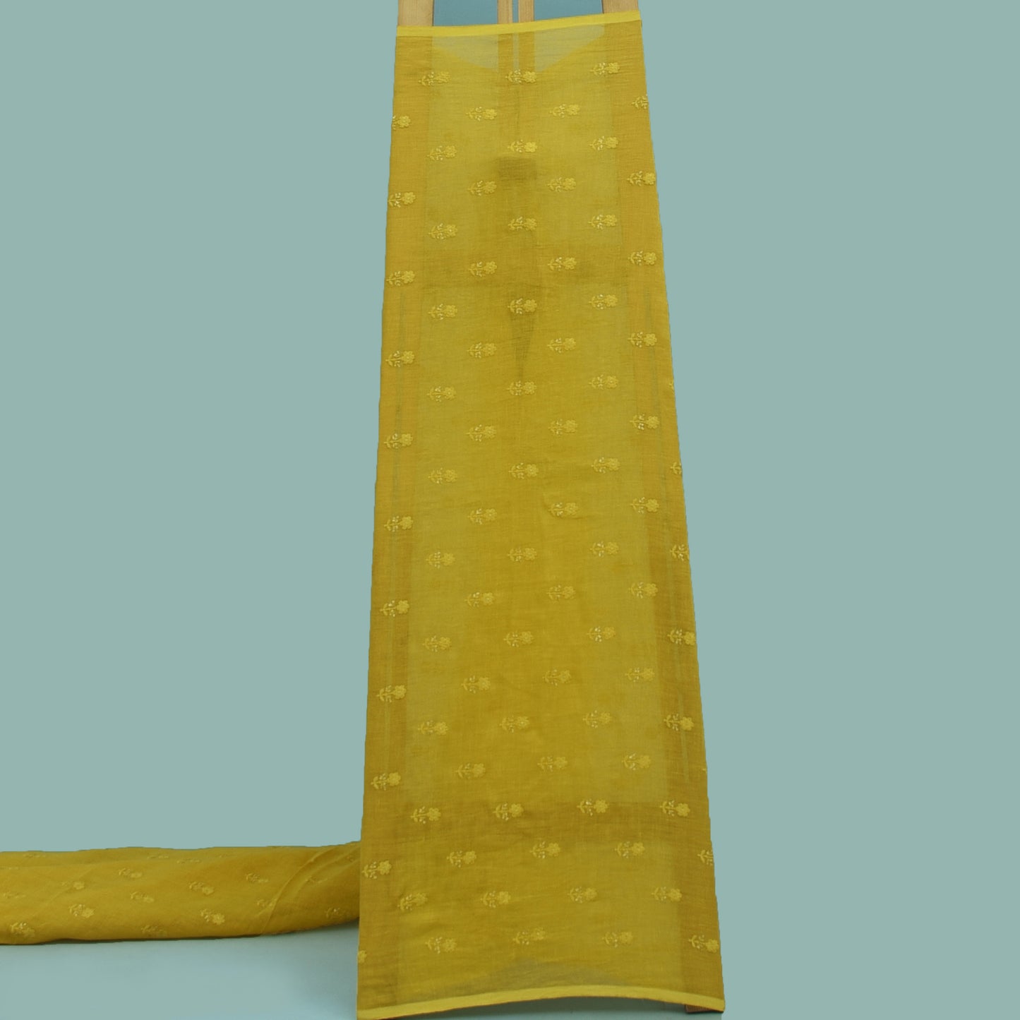 Mustard Color Chanderi Embroidery Fabric