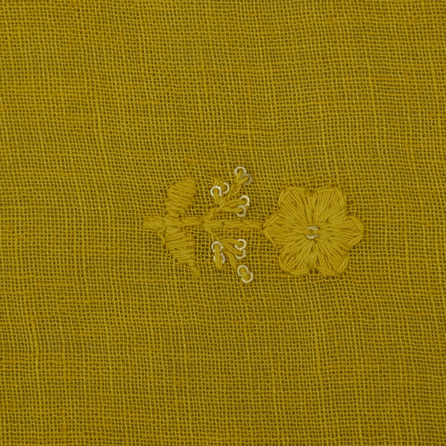 Mustard Color Chanderi Embroidery Fabric