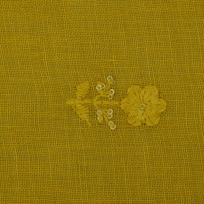 Mustard Color Chanderi Embroidery Fabric