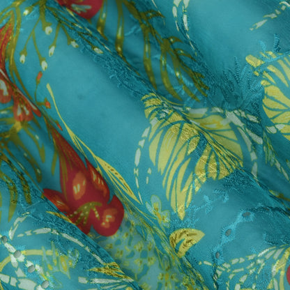 Multicolor Organza Print Embroidery Fabric