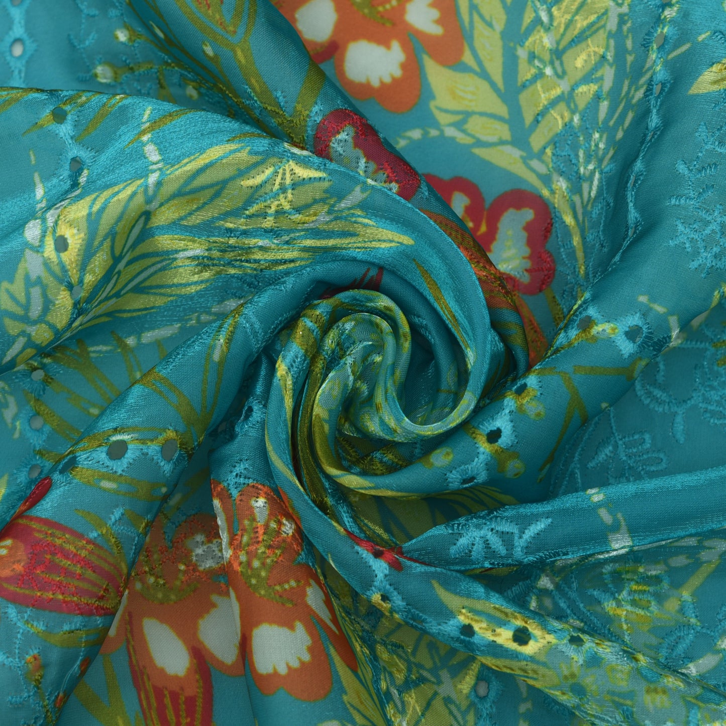 Multicolor Organza Print Embroidery Fabric