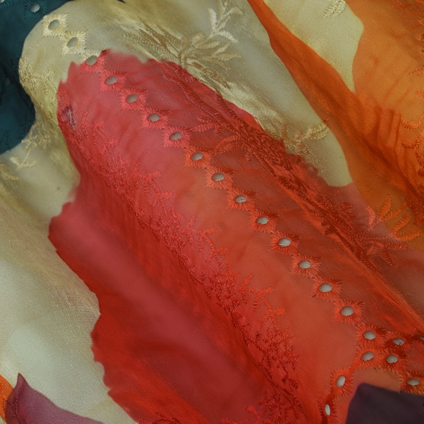 Multicolor Organza Print Embroidery Fabric