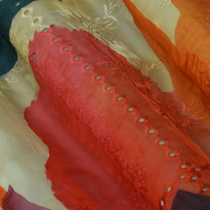 Multicolor Organza Print Embroidery Fabric