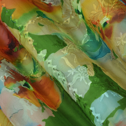 Multicolor Organza Print Embroidery Fabric