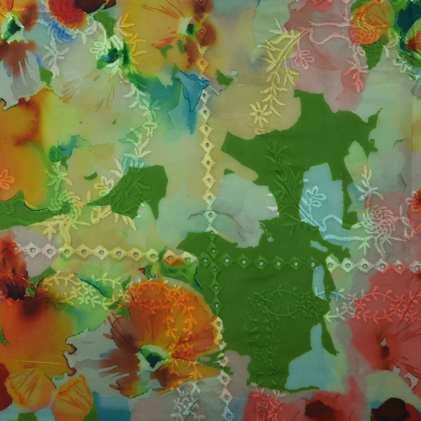 Multicolor Organza Print Embroidery Fabric