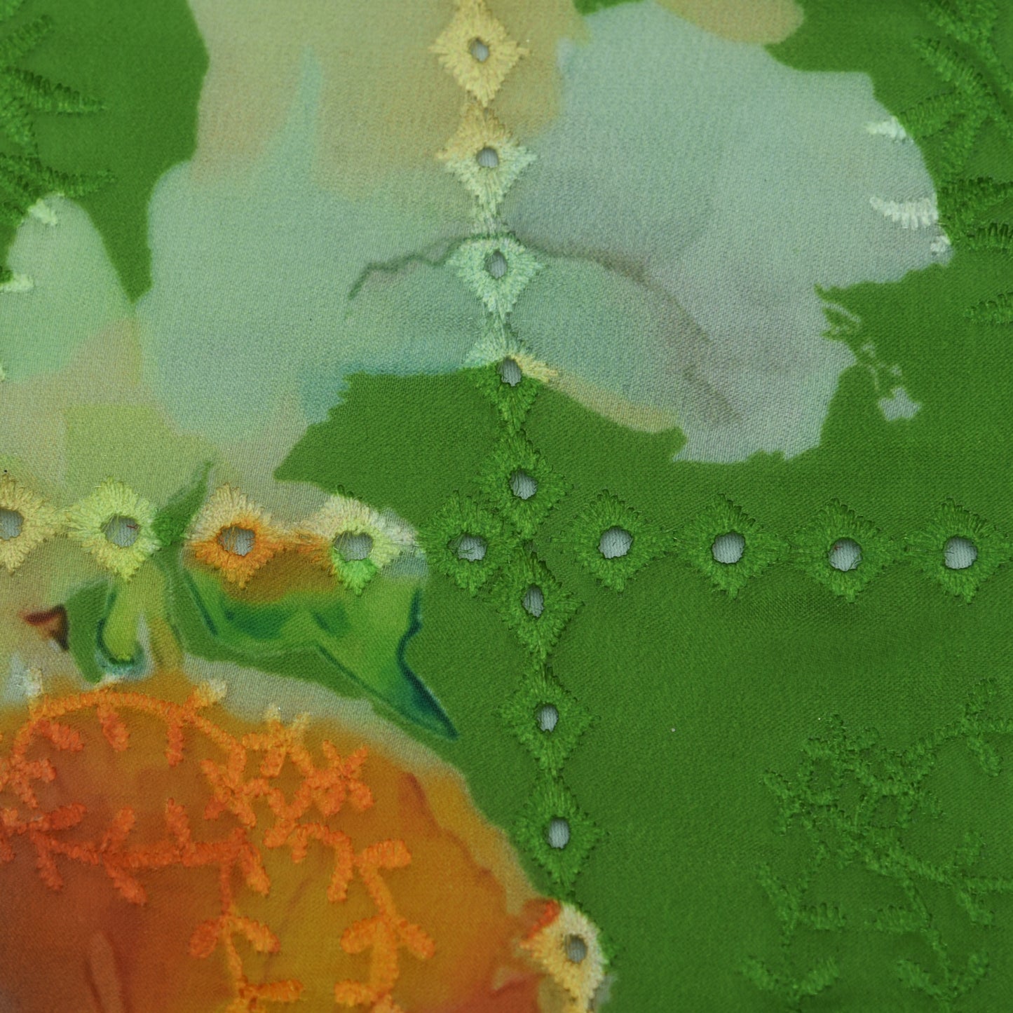 Multicolor Organza Print Embroidery Fabric