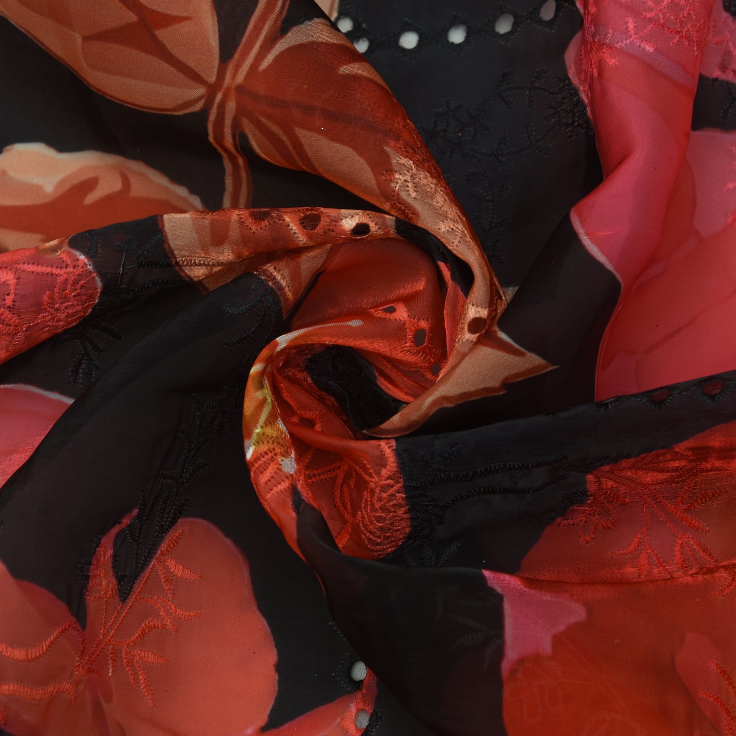 Multicolor Organza Print Embroidery Fabric