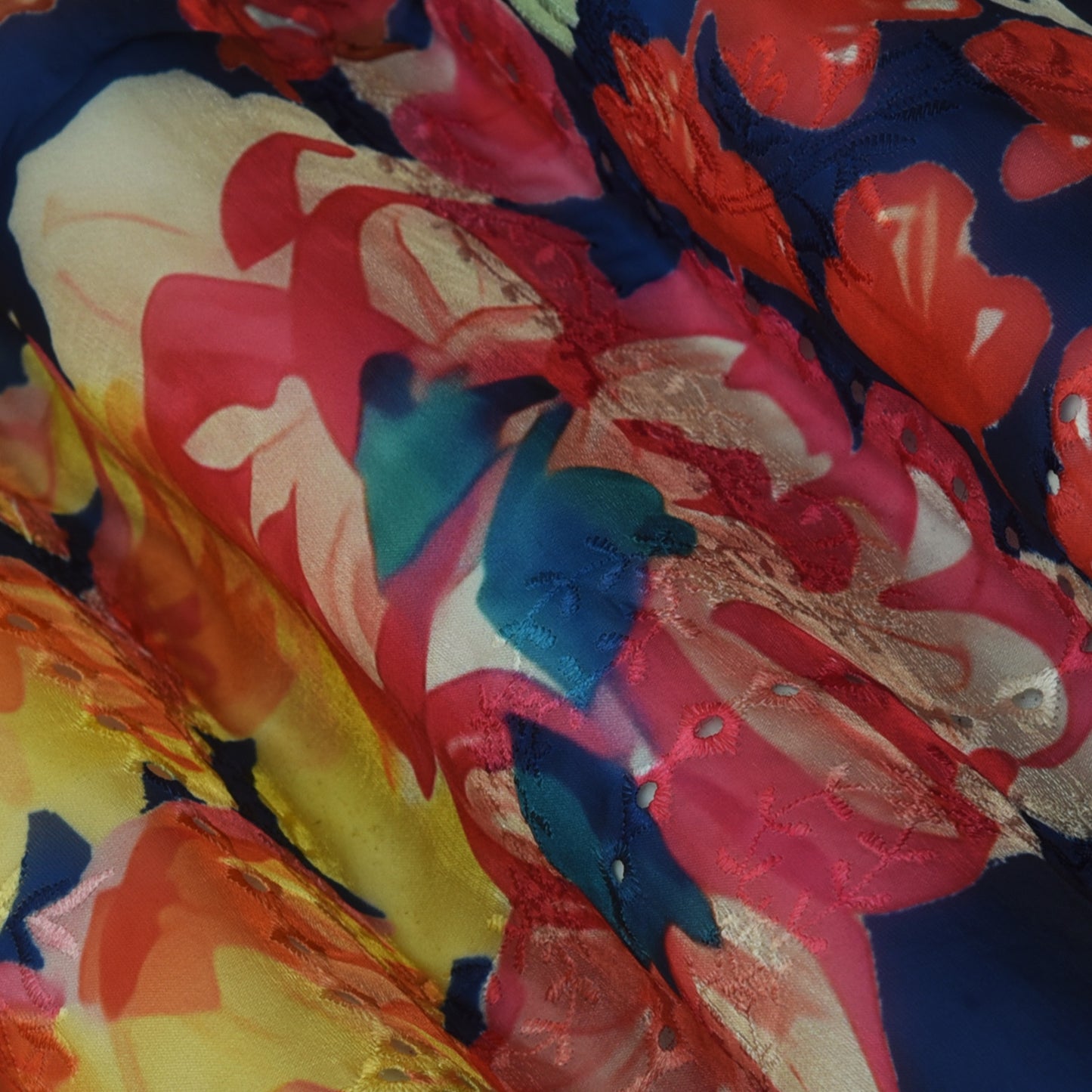 Multicolor Organza Print Embroidery Fabric