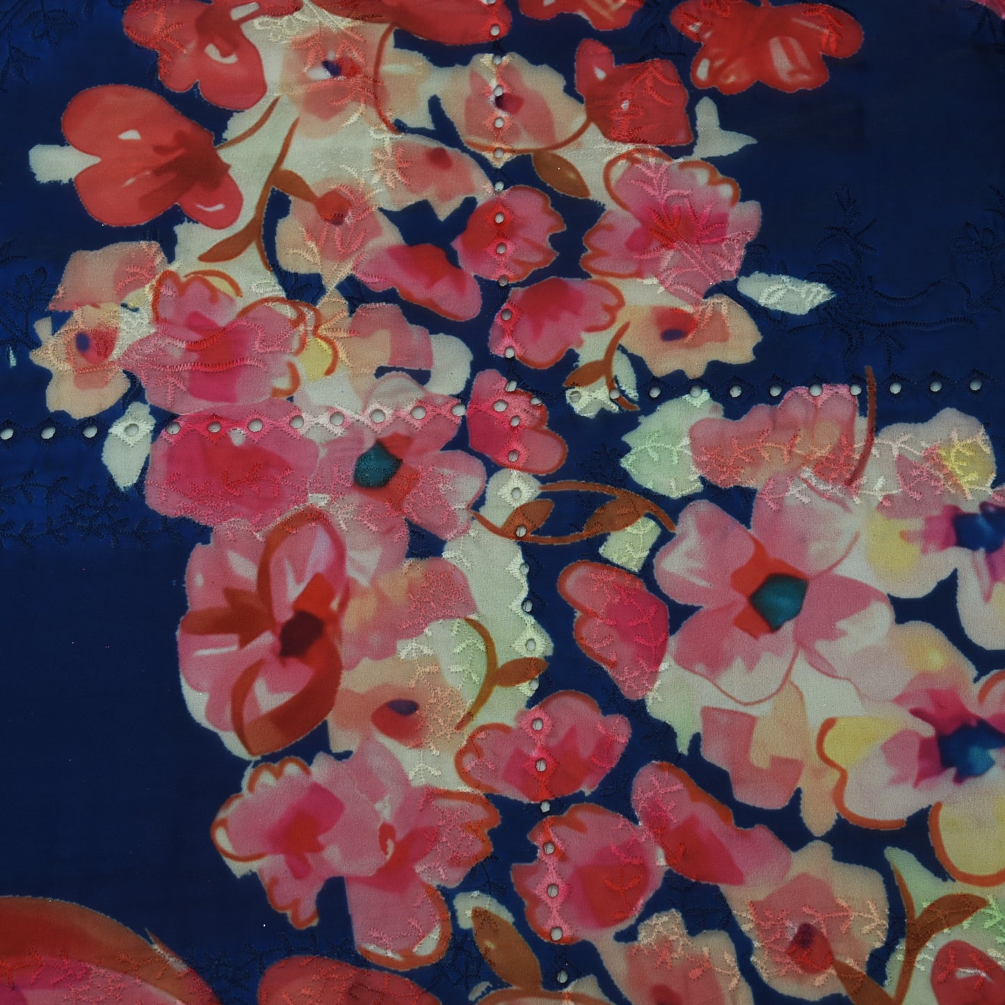 Multicolor Organza Print Embroidery Fabric