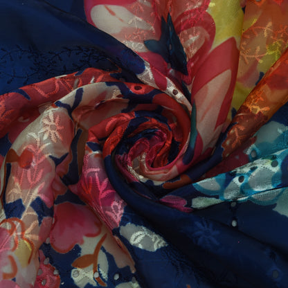 Multicolor Organza Print Embroidery Fabric