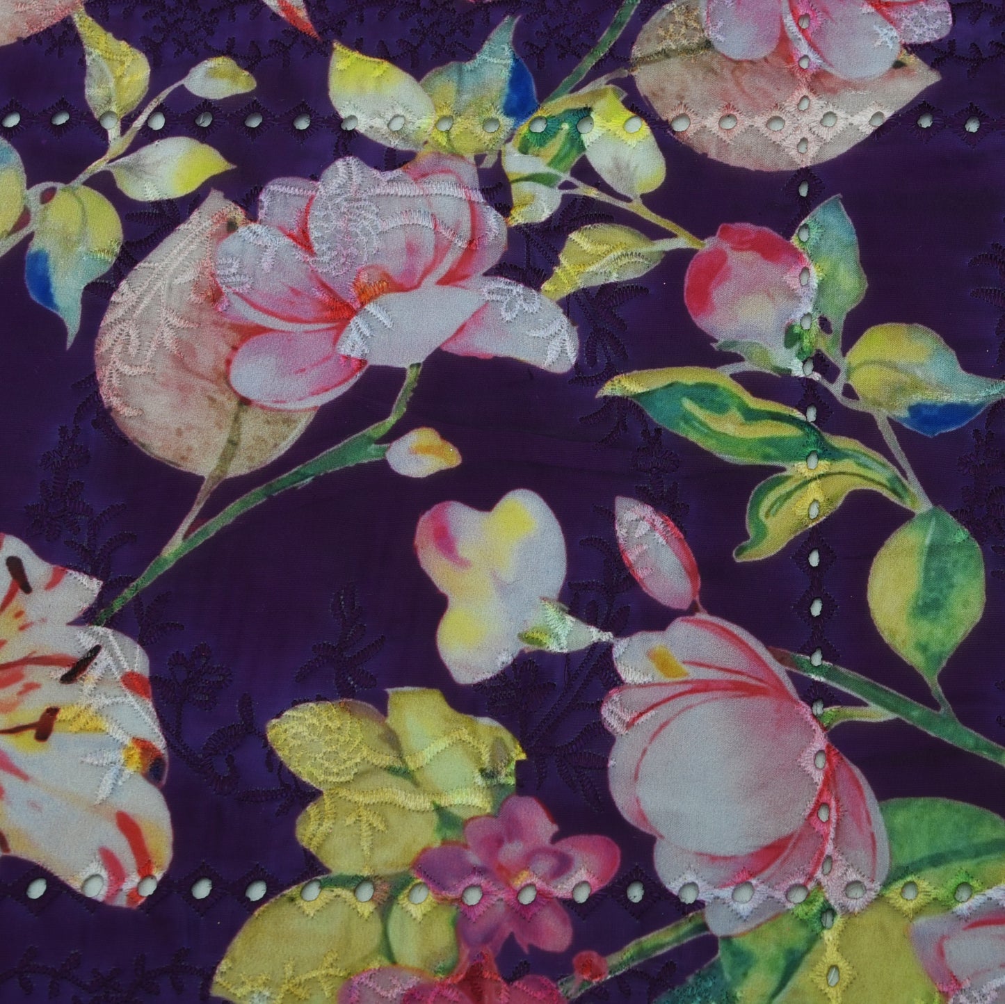 Multicolor Organza Print Embroidery Fabric