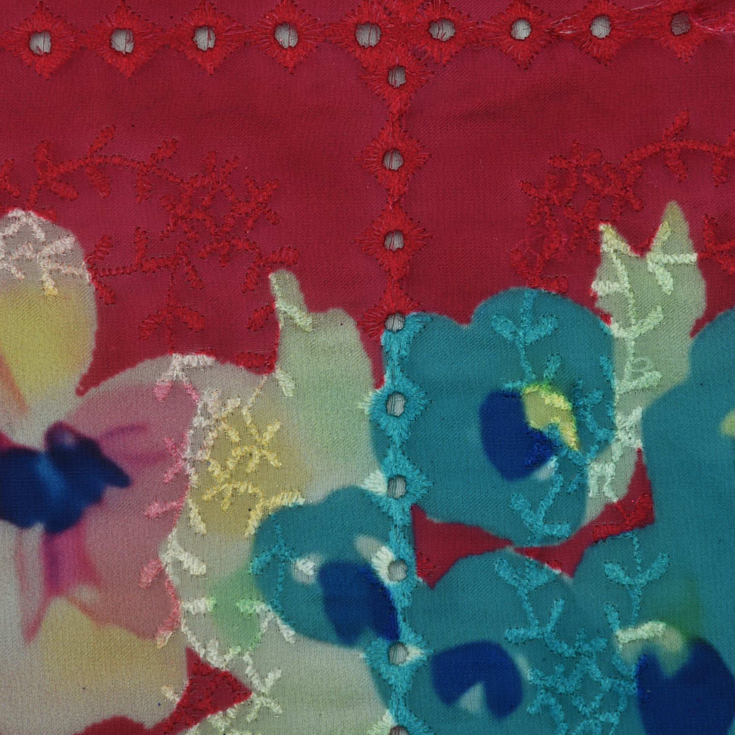 Multicolor Organza Print Embroidery Fabric