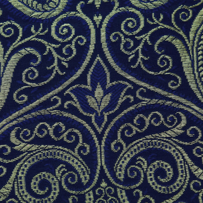 Royal Blue Color Satin Brocade Fabric
